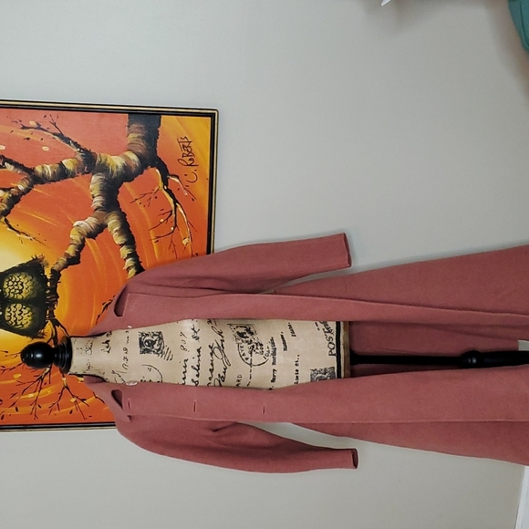 Asm Anna 50s Inspired Wool Blend Blush Red Fit and Flare Long Overcoat - Picture 8 of 10